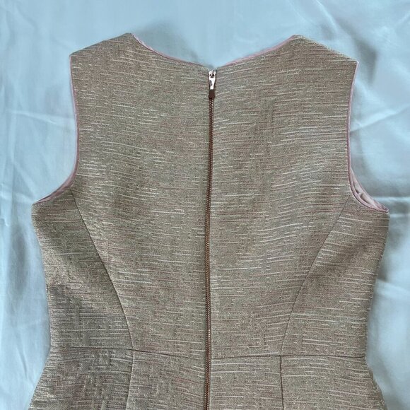 Kate Spade Light Pink Metallic Gold Shimmer Sleeveless Pencil Dress | Size 4 - Picture 7 of 7